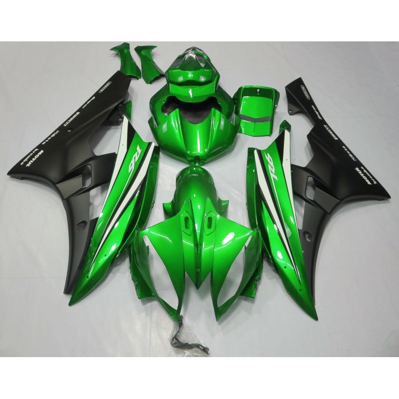Yamaha YZF-R6 (2006-2007) Green, Black & White Fairings No Seat Cowl No Bolt Kit No Tank
