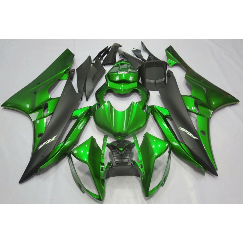 Yamaha YZF-R6 (2006-2007) Green & Matte Black Fairings No Seat Cowl No Bolt Kit No Tank