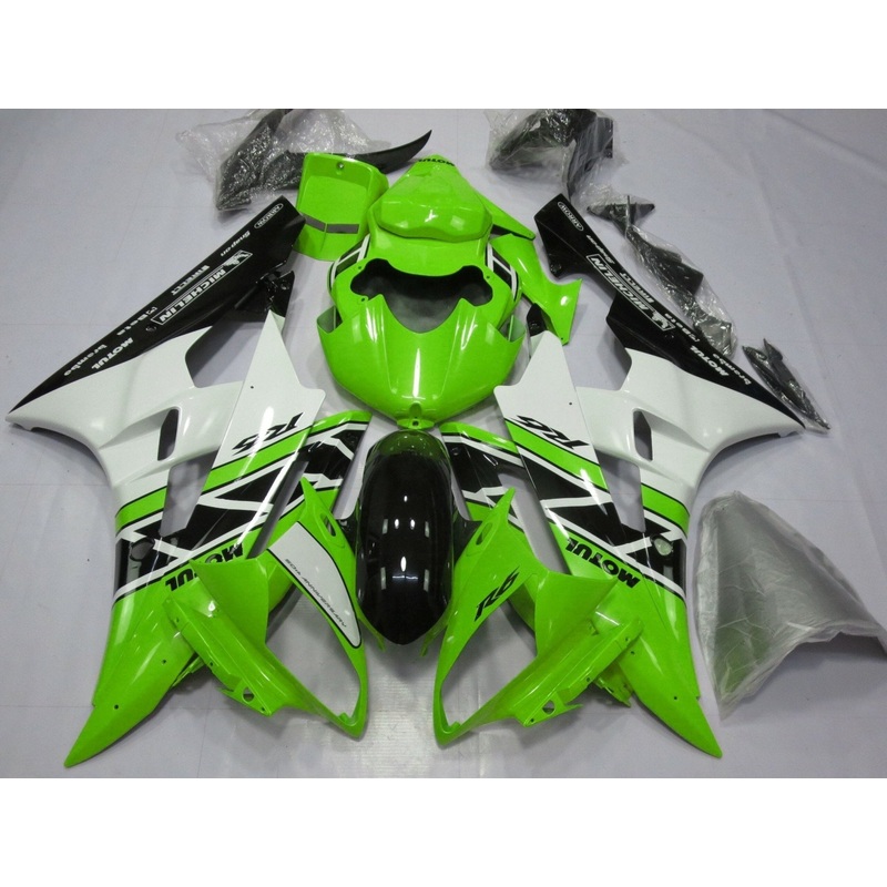 Yamaha YZF-R6 (2006-2007) Green, White & Black Fairings No Seat Cowl No Bolt Kit No Tank