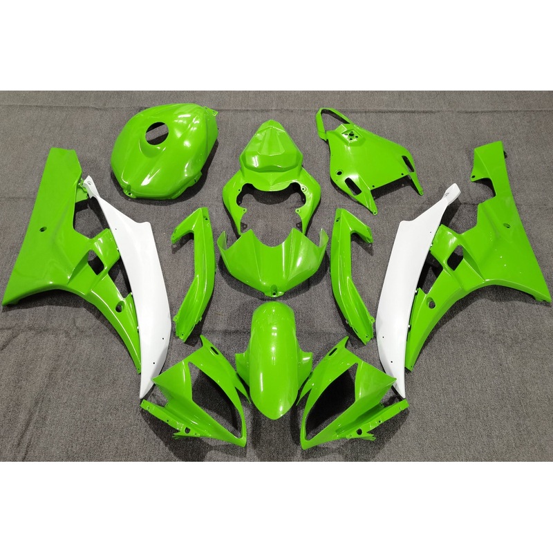 Yamaha YZF-R6 (2006-2007) Green & White Fairings No Seat Cowl No Bolt Kit No Tank