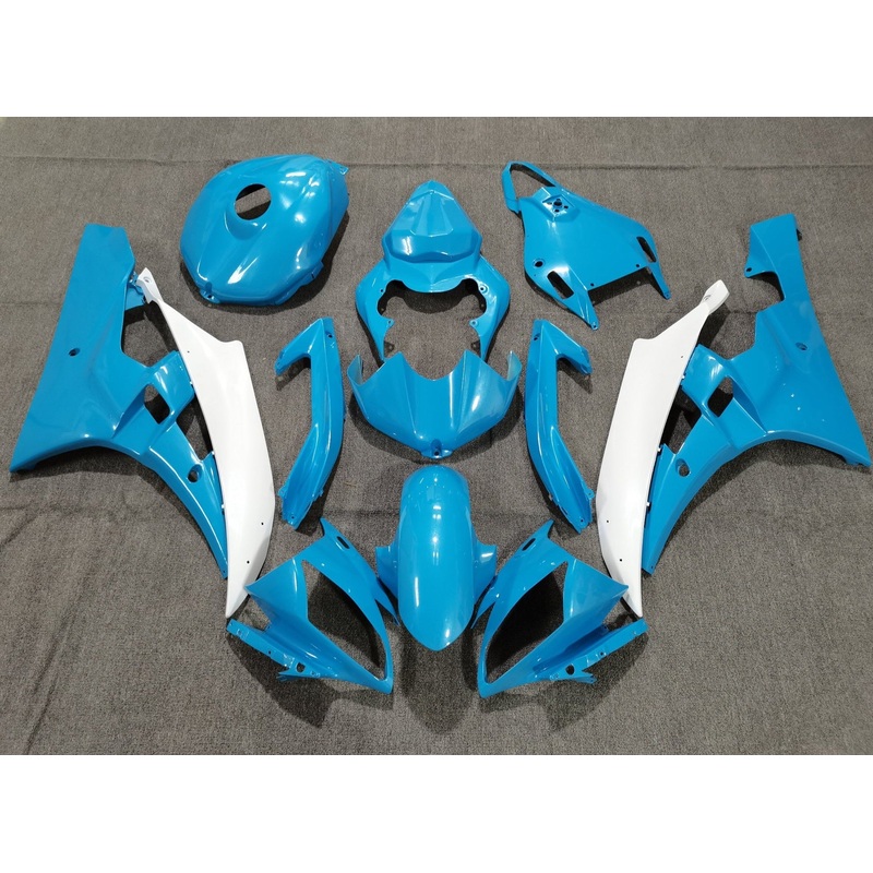 Yamaha YZF-R6 (2006-2007) Light Blue & White Fairings No Seat Cowl No Bolt Kit No Tank
