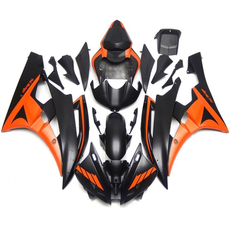 Yamaha YZF-R6 (2006-2007) Matte Black & Matte Orange Fairings No Seat Cowl No Bolt Kit No Tank