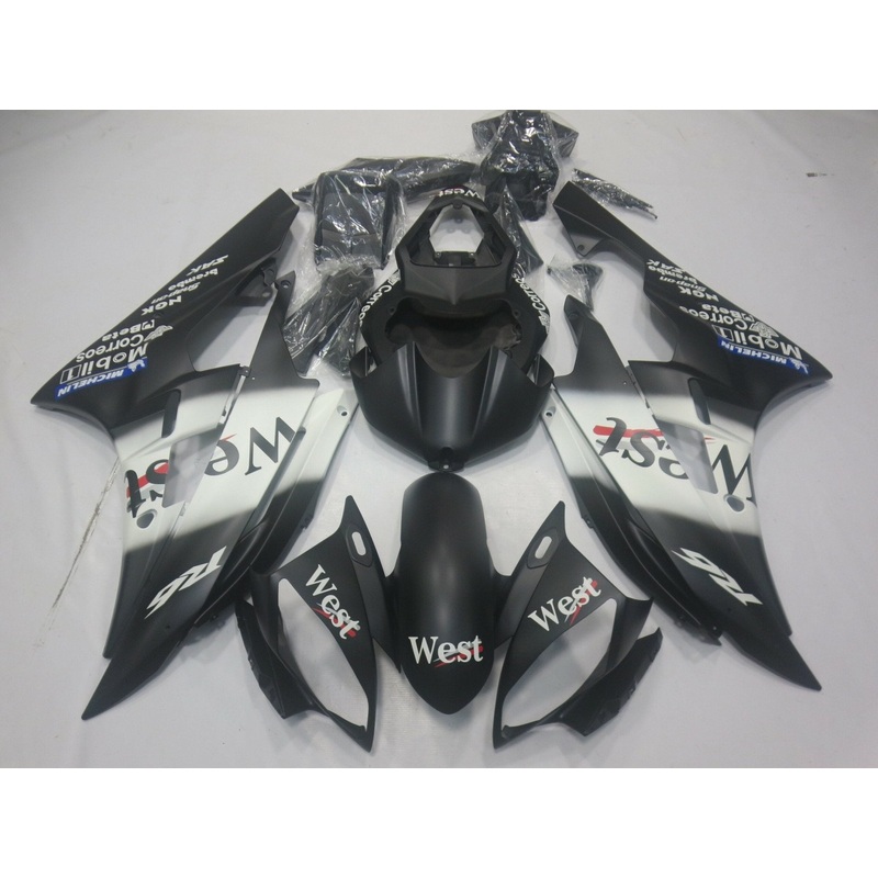 Yamaha YZF-R6 (2006-2007) Matte Black & Matte White West Fairings No Seat Cowl No Bolt Kit No Tank