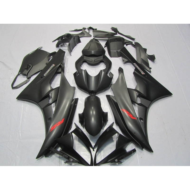 Yamaha YZF-R6 (2006-2007) Matte Black & Red Fairings No Seat Cowl No Bolt Kit No Tank