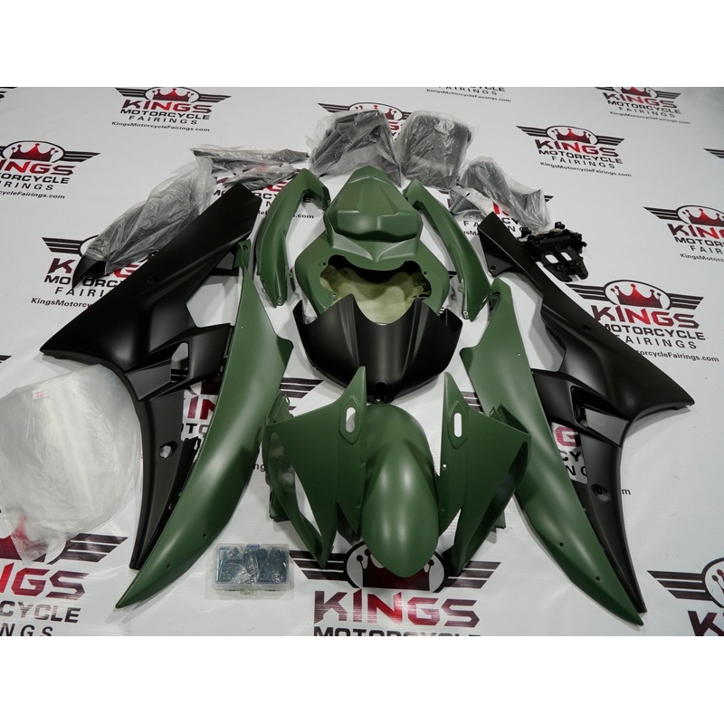 Yamaha YZF-R6 (2006-2007) Matte Green, Matte Black Fairings No Seat Cowl No Bolt Kit No Tank