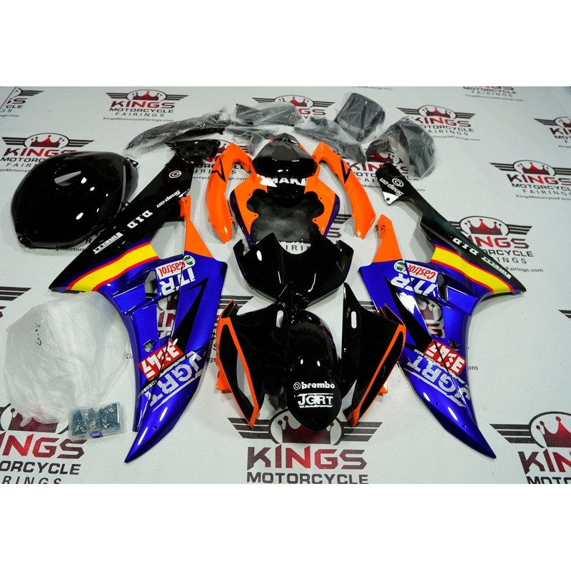 Yamaha YZF-R6 (2006-2007) Orange, Blue & Black Fairings No Seat Cowl No Bolt Kit No Tank