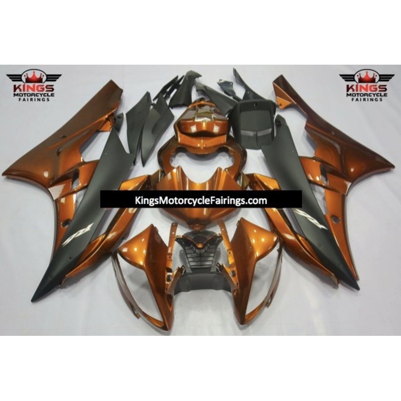 Yamaha YZF-R6 (2006-2007) Orange & Matte Black Fairings No Seat Cowl No Bolt Kit No Tank