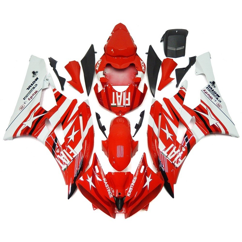 Yamaha YZF-R6 (2006-2007) Red & White Star FIAT Fairings No Seat Cowl No Bolt Kit No Tank