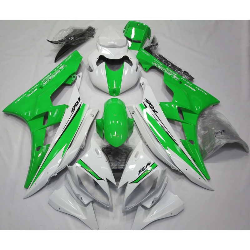 Yamaha YZF-R6 (2006-2007) White & Green Fairings No Seat Cowl No Bolt Kit No Tank