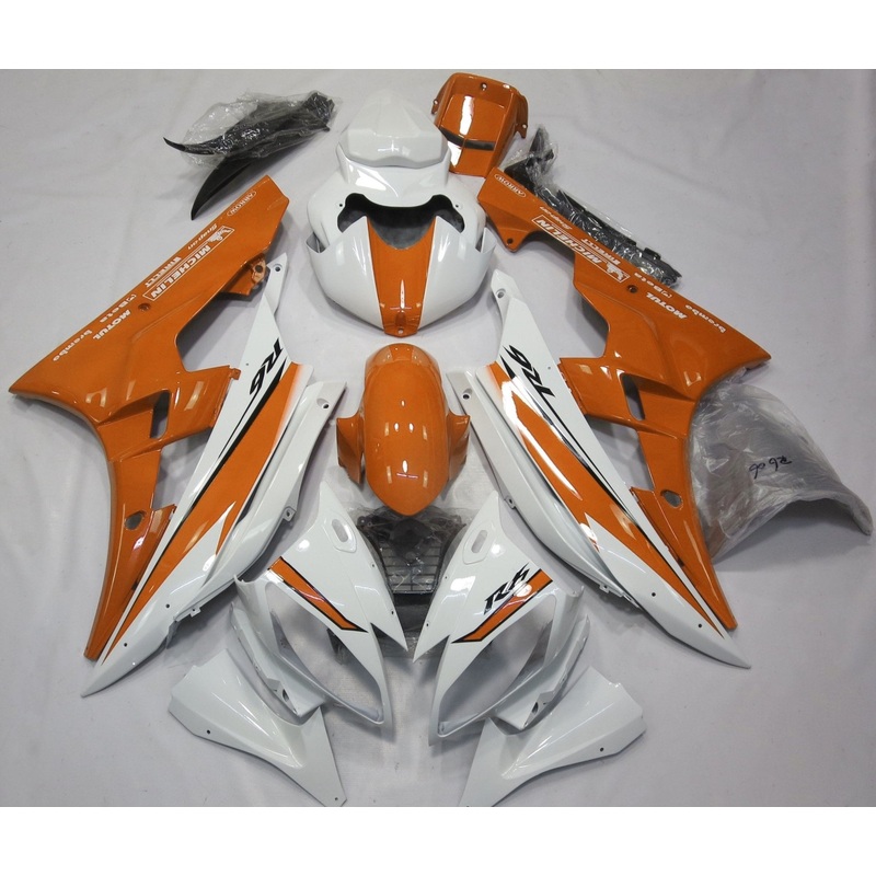 Yamaha YZF-R6 (2006-2007) White & Orange Fairings No Seat Cowl No Bolt Kit No Tank