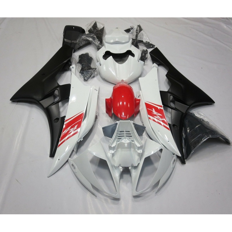 Yamaha YZF-R6 (2006-2007) White, Red & Matte Black Fairings No Seat Cowl No Bolt Kit No Tank