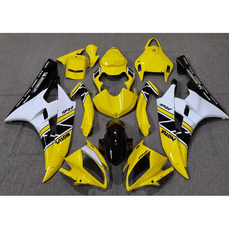 Yamaha YZF-R6 (2006-2007) Yellow, White & Black Motul Fairings No Seat Cowl No Bolt Kit No Tank