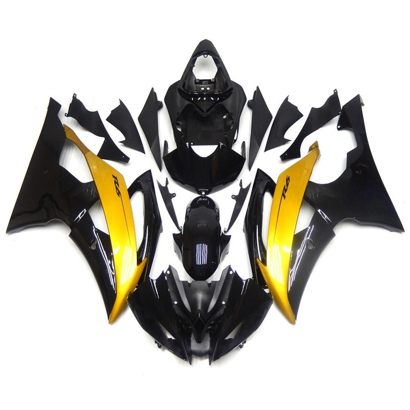 Yamaha YZF-R6 (2008-2016) Black & Gold Fairings No Seat Cowl No Bolt Kit No Tank