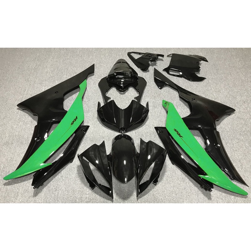 Yamaha YZF-R6 (2008-2016) Black & Green Fairings No Seat Cowl No Bolt Kit No Tank