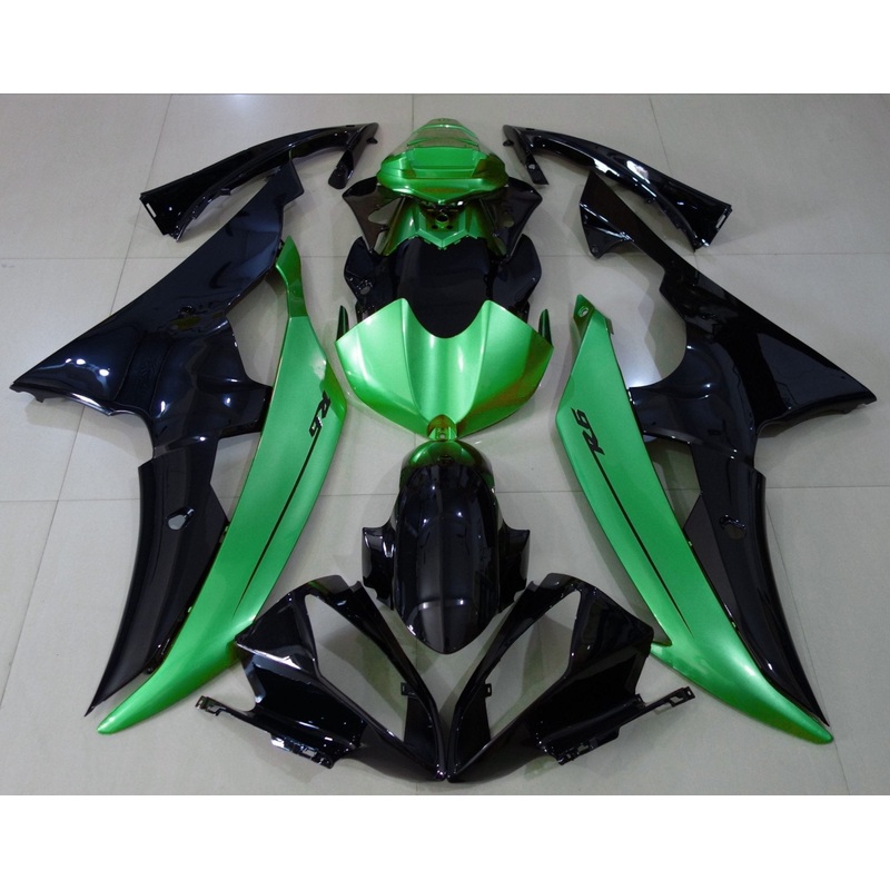 Yamaha YZF-R6 (2008-2016) Black & Metallic Green Fairings No Seat Cowl No Bolt Kit No Tank