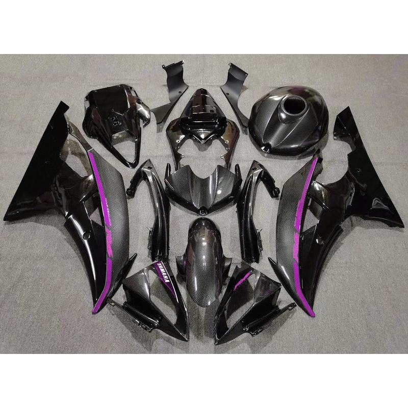 Yamaha YZF-R6 (2008-2016) Faux Carbon Fiber, Black & Pink Fairings No Seat Cowl No Bolt Kit No Tank