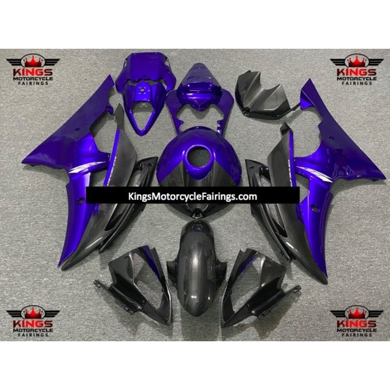 Yamaha YZF-R6 (2008-2016) Faux Carbon Fiber & Blue Fairings No Seat Cowl No Bolt Kit No Tank