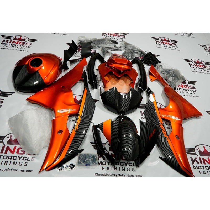Yamaha YZF-R6 (2008-2016) Faux Carbon Fiber & Burnt Orange Fairings No Seat Cowl No Bolt Kit No Tank