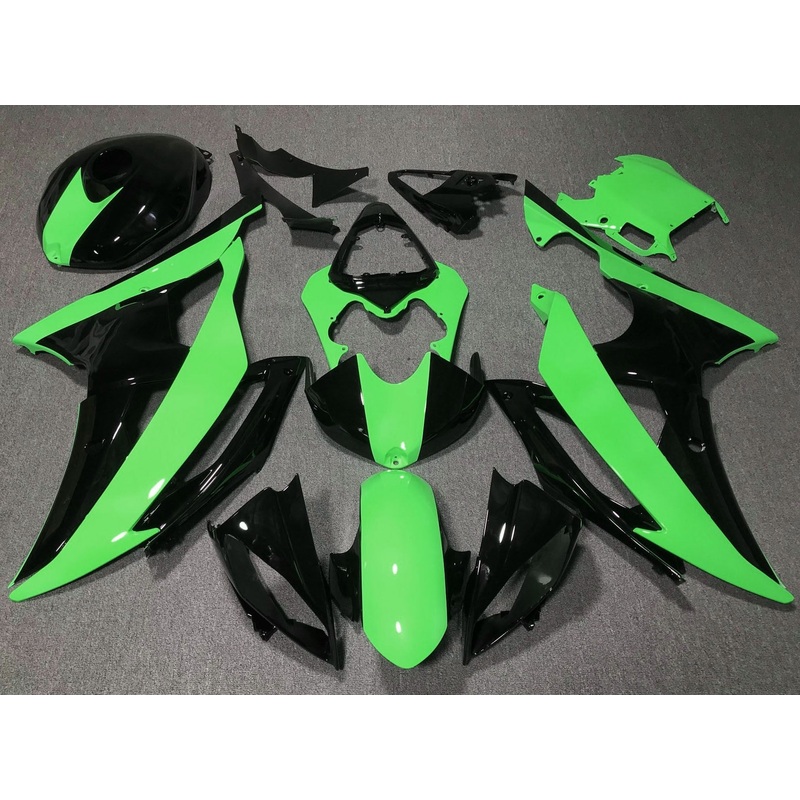 Yamaha YZF-R6 (2008-2016) Green & Black Fairings No Seat Cowl No Bolt Kit No Tank