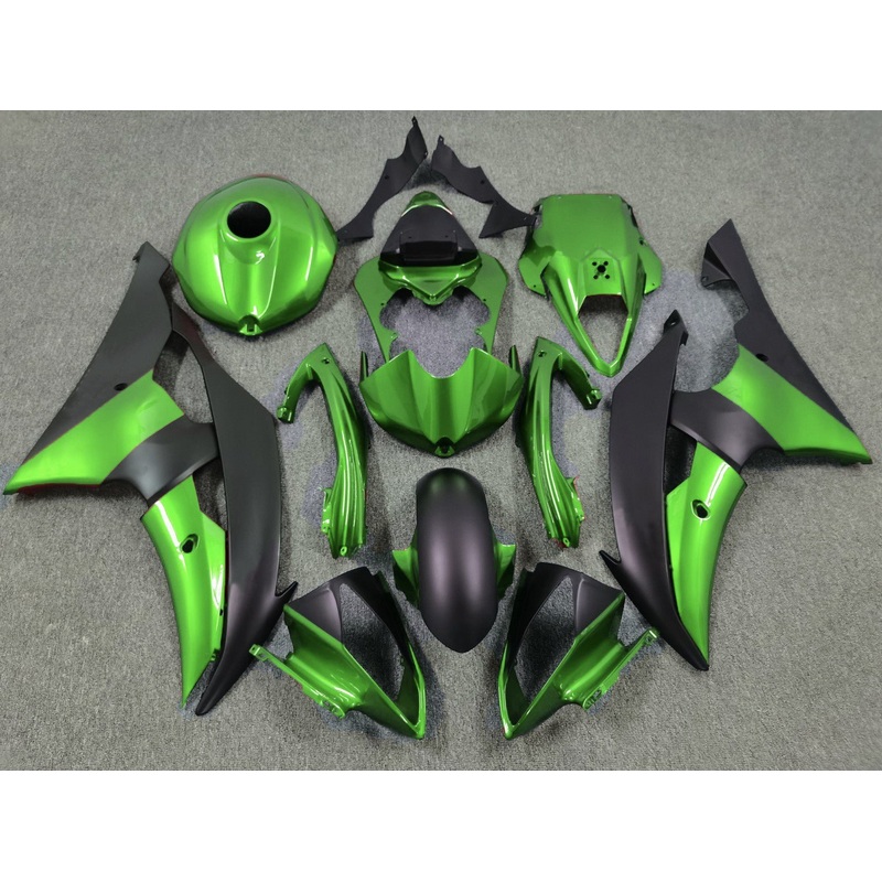 Yamaha YZF-R6 (2008-2016) Green & Matte Black Fairings No Seat Cowl No Bolt Kit No Tank