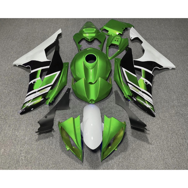 Yamaha YZF-R6 (2008-2016) Green, White & Black Fairings No Seat Cowl No Bolt Kit No Tank