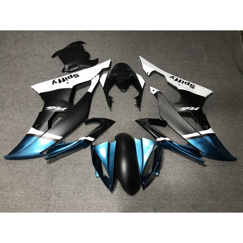 Yamaha YZF-R6 (2008-2016) Matte Black, Blue & White Spiffy Fairings No Seat Cowl No Bolt Kit No Tank