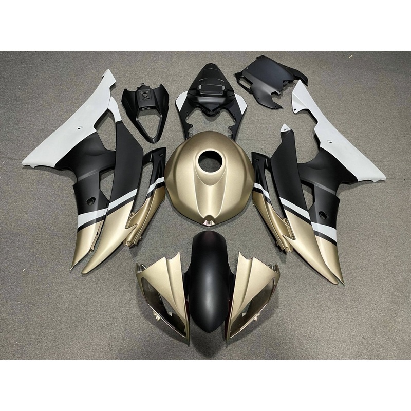 Yamaha YZF-R6 (2008-2016) Matte Gold, Matte Black & Matte White Fairings No Seat Cowl No Bolt Kit No Tank