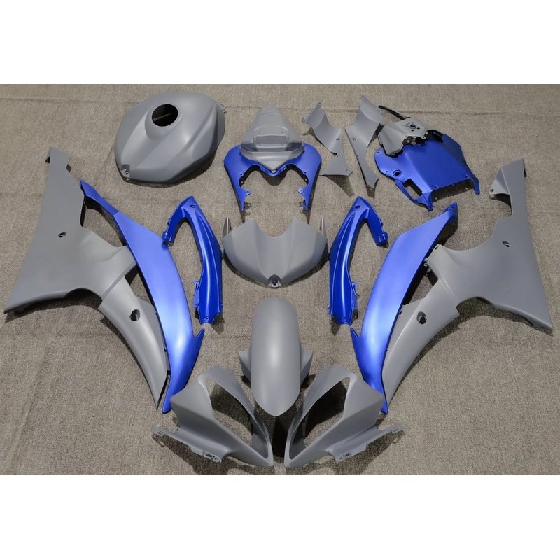 Yamaha YZF-R6 (2008-2016) Matte Gray & Blue Fairings No Seat Cowl No Bolt Kit No Tank