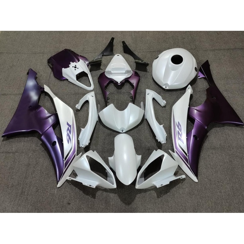Yamaha YZF-R6 (2008-2016) Matte White & Matte Purple Fairings No Seat Cowl No Bolt Kit No Tank