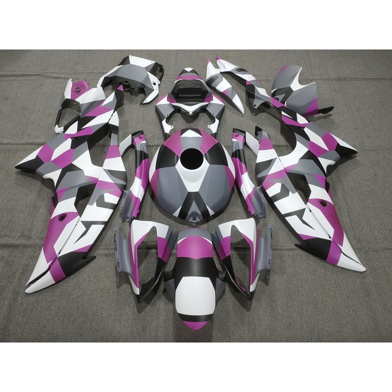 Yamaha YZF-R6 (2008-2016) Matte White, Pink, Gray & Black Camouflage Fairings No Seat Cowl No Bolt Kit No Tank