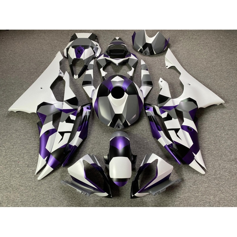 Yamaha YZF-R6 (2008-2016) Matte White, Purple, Gray & Black Camouflage Fairings No Seat Cowl No Bolt Kit No Tank