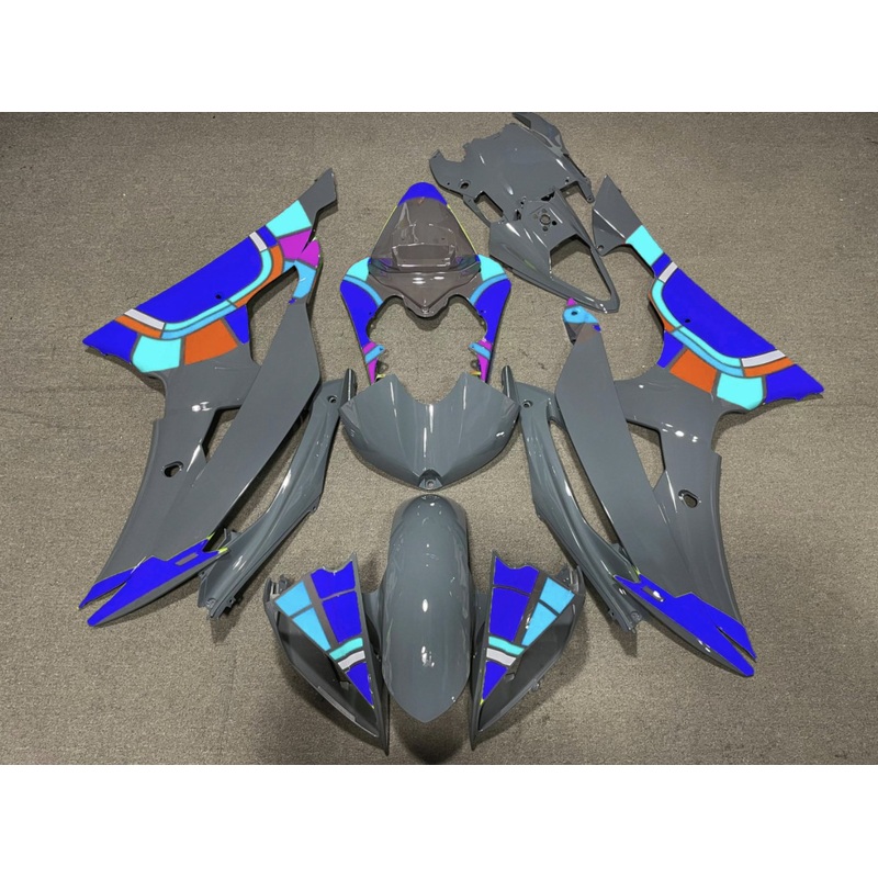 Yamaha YZF-R6 (2008-2016) Nardo Gray & Blue Color Wheel Fairings No Seat Cowl No Bolt Kit No Tank