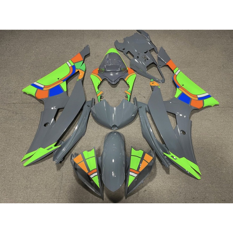 Yamaha YZF-R6 (2008-2016) Nardo Gray & Neon Green Color Wheel Fairings No Seat Cowl No Bolt Kit No Tank