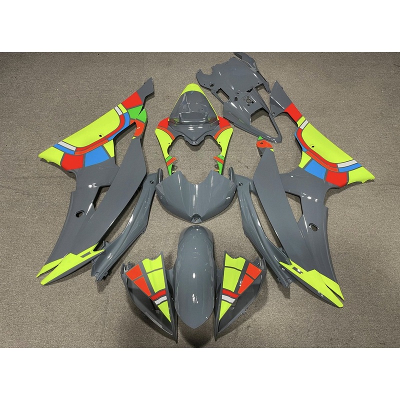 Yamaha YZF-R6 (2008-2016) Nardo Gray & Neon Yellow Color Wheel Fairings No Seat Cowl No Bolt Kit No Tank