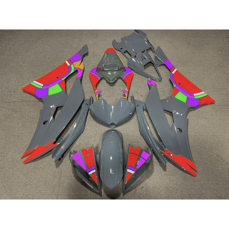 Yamaha YZF-R6 (2008-2016) Nardo Gray & Red Color Wheel Fairings No Seat Cowl No Bolt Kit No Tank
