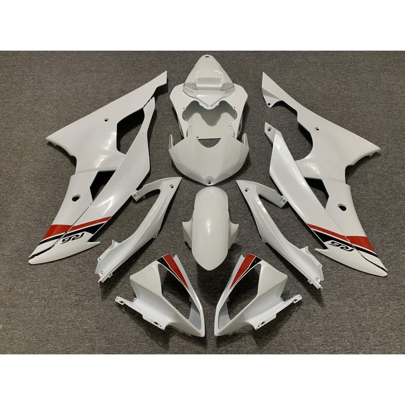 Yamaha YZF-R6 (2008-2016) Pearl White, Black & Red Fairings No Seat Cowl No Bolt Kit No Tank