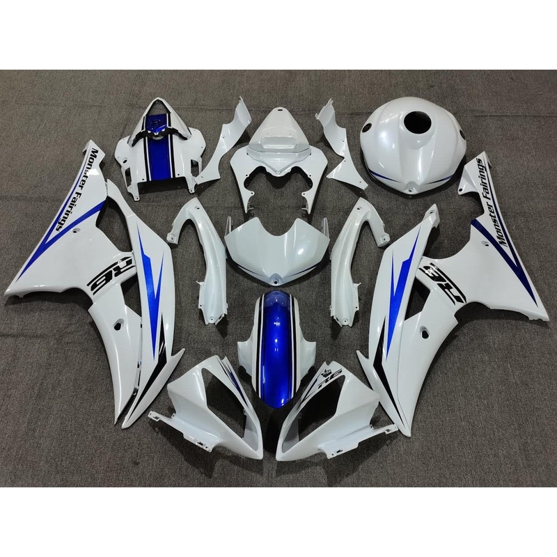 Yamaha YZF-R6 (2008-2016) Pearl White, Blue & Black Fairings No Seat Cowl No Bolt Kit No Tank