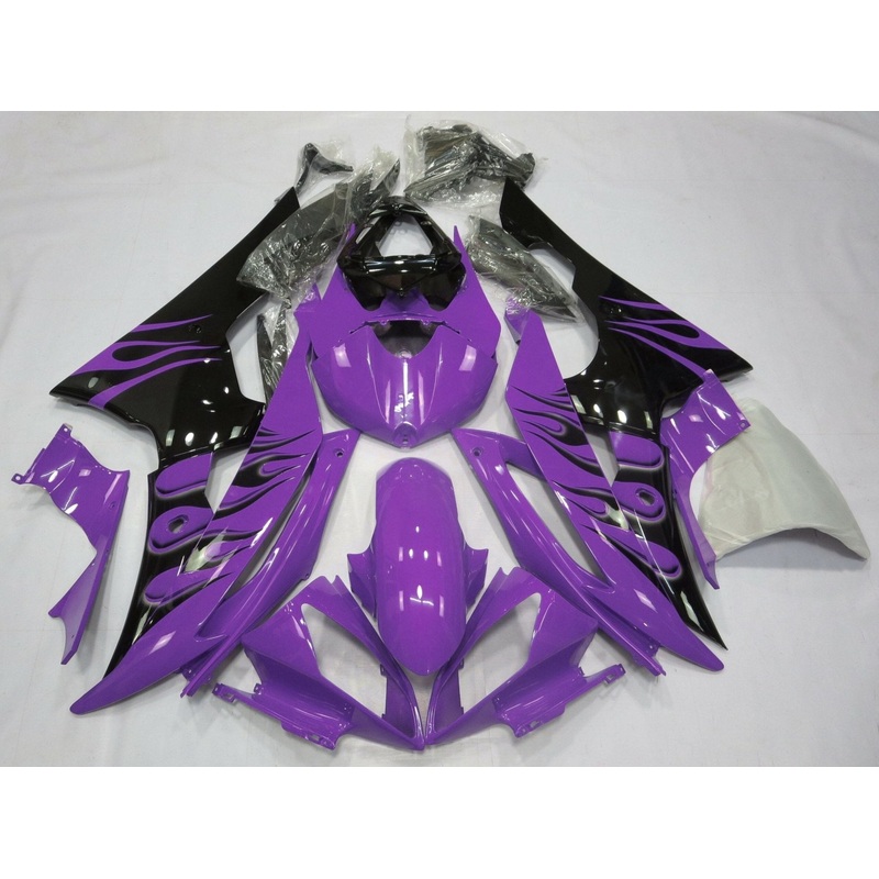 Yamaha YZF-R6 (2008-2016) Purple & Black Flame Fairings No Seat Cowl No Bolt Kit No Tank