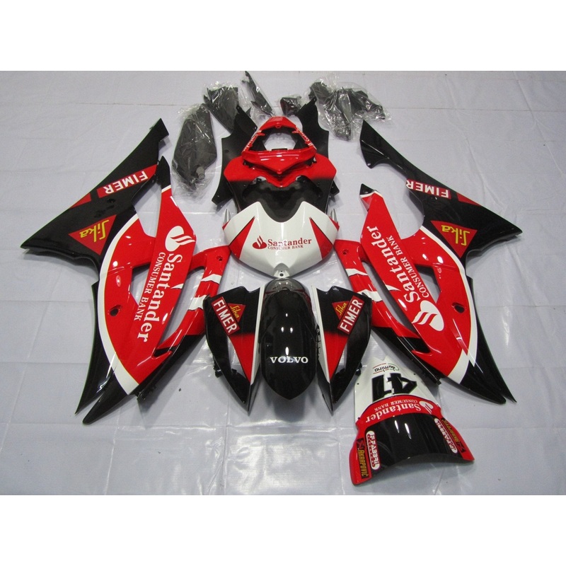 Yamaha YZF-R6 (2008-2016) Red, Black & White Santander Fairings No Seat Cowl No Bolt Kit No Tank