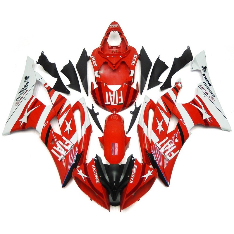 Yamaha YZF-R6 (2008-2016) Red, White & Black Star FIAT Fairings No Seat Cowl No Bolt Kit No Tank