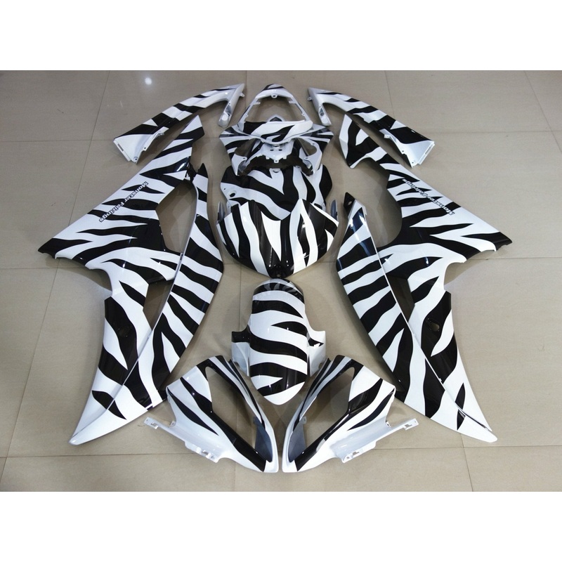 Yamaha YZF-R6 (2008-2016) White & Black Zebra Fairings No Seat Cowl No Bolt Kit No Tank