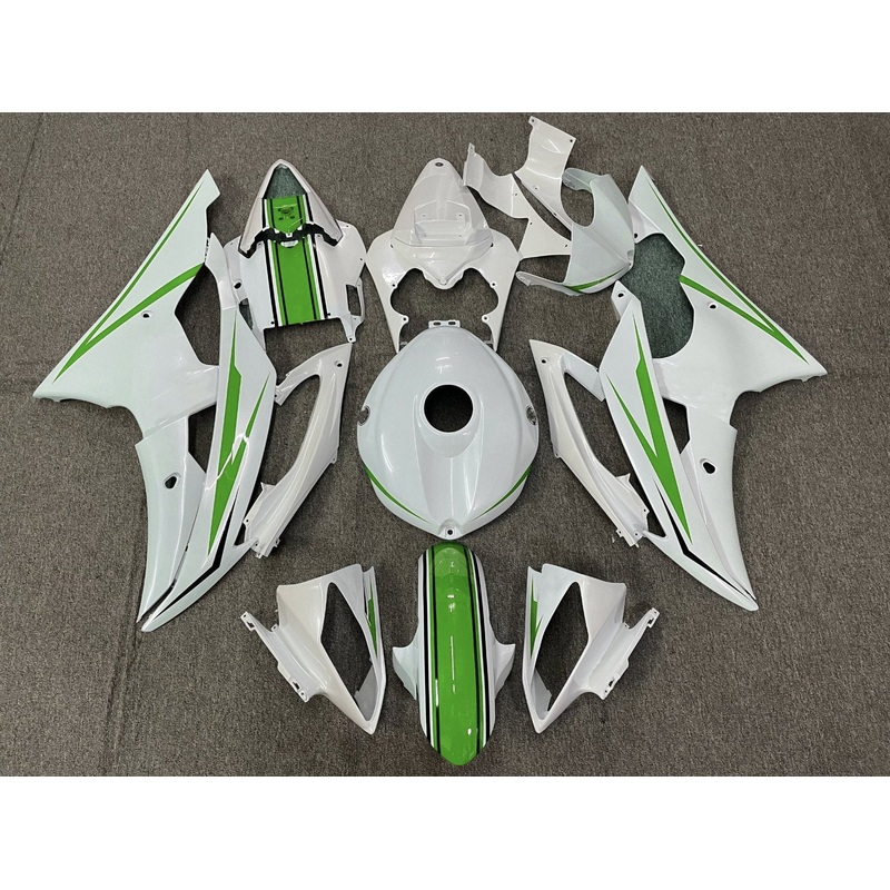 Yamaha YZF-R6 (2008-2016) White, Green & Black Fairings No Seat Cowl No Bolt Kit No Tank