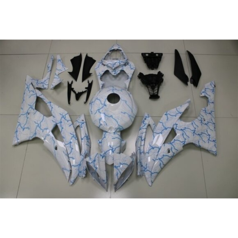 Yamaha YZF-R6 (2008-2016) White & Light Blue Lightning Fairings No Seat Cowl No Bolt Kit No Tank
