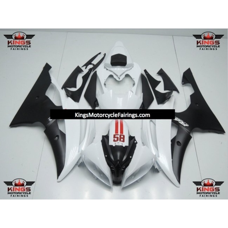 Yamaha YZF-R6 (2008-2016) White, Matte Black & Red 58 Fairings No Seat Cowl No Bolt Kit No Tank