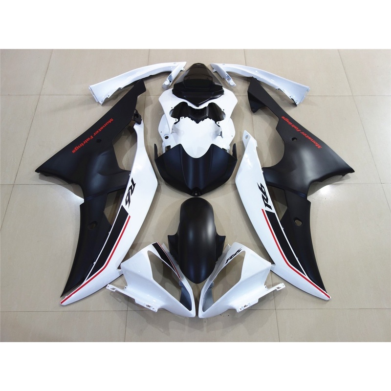 Yamaha YZF-R6 (2008-2016) White, Matte Black & Red Fairings No Seat Cowl No Bolt Kit No Tank