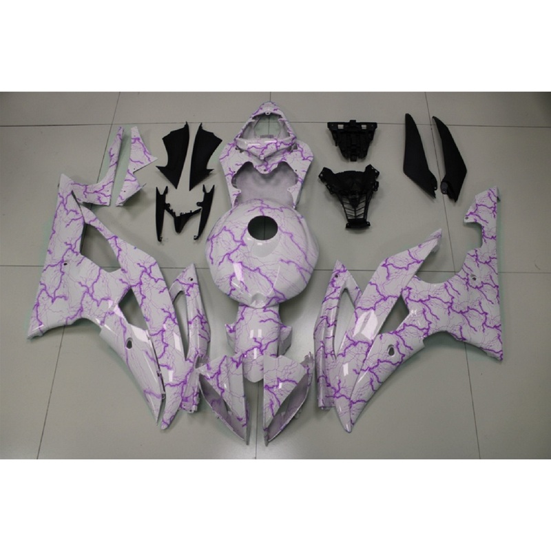 Yamaha YZF-R6 (2008-2016) White & Purple Lightning Fairings No Seat Cowl No Bolt Kit No Tank