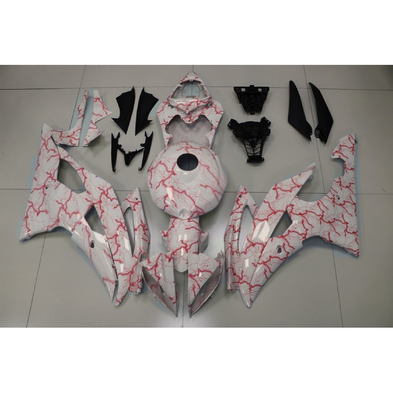 Yamaha YZF-R6 (2008-2016) White & Red Lightning Fairings No Seat Cowl No Bolt Kit No Tank