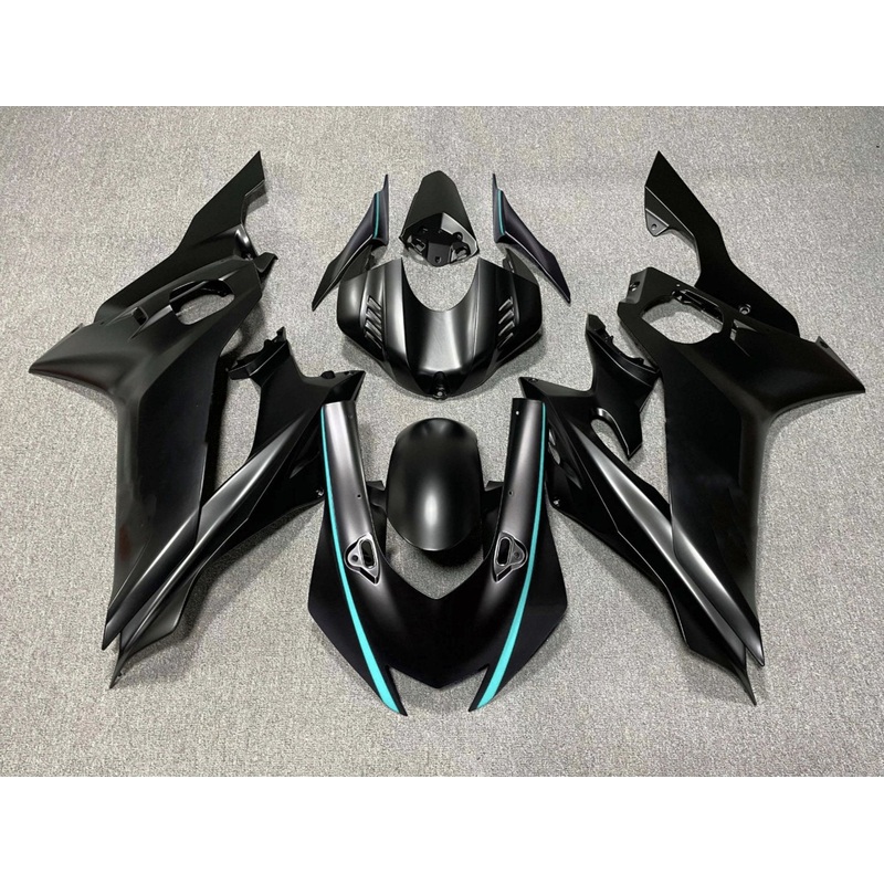YAMAHA YZF-R6 (2017-2022) Matte Black, Turquoise Blue Fairings No Seat Cowl No Bolt Kit No Tank