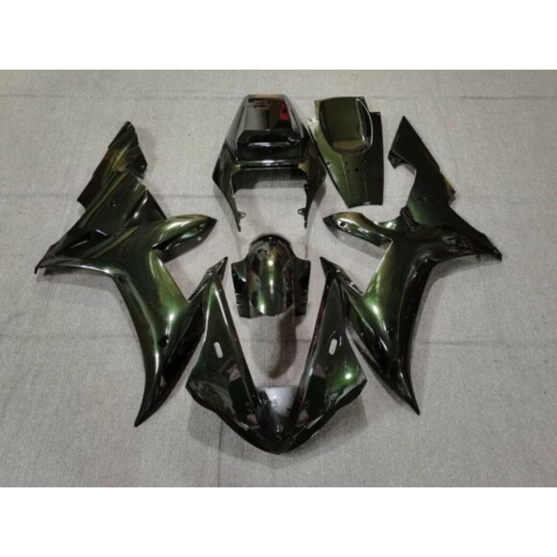 Yamaha YZF-R1 (2002-2003) Dark Green Fairings Clear Windscreen: Free No Seat Cowl No Bolt Kit