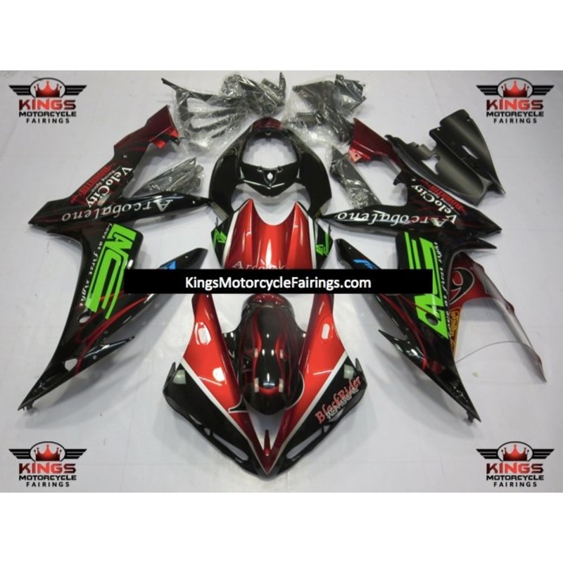 Yamaha YZF-R1 (2004-2006) Black & Candy Red Flame Fairings No Seat Cowl No Bolt Kit No Tank